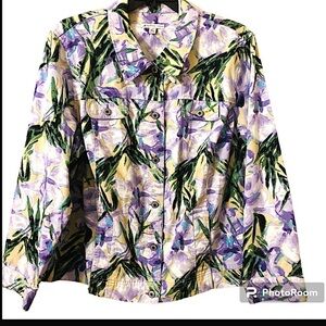 JM Collection Plus Size 24W Cotton 100% Long Sleeves Button Up Abstract Jacket